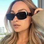 FEISEDY Vintage Rectangular Sunglasses for Everyone