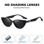 Fozono Retro Cat Eye Sunglasses - Glossy Black/Grey