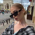 FEISEDY Vintage Rectangular Sunglasses for Everyone