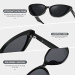 Fozono Retro Cat Eye Sunglasses - Glossy Black/Grey