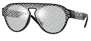 Versace Black Plastic Aviator Sunglasses with Mirror Lens
