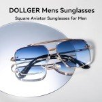 Dollger Vintage Square Aviator Sunglasses UV400 Protection