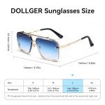 Dollger Vintage Square Aviator Sunglasses UV400 Protection