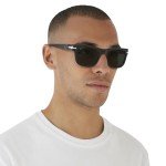 Persol Polarized Square Sunglasses in Black/Green