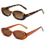 VANLINKER Polarized Retro 90s Oval Sunglasses