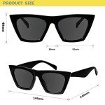 Trendy Black Square Cat Eye Sunglasses for Women