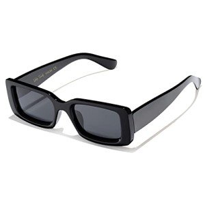Trendy 90s Rectangle Black Polarized Sunglasses