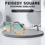 FEISEDY Vintage Aviator Square Sunglasses for All