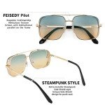 FEISEDY Vintage Aviator Square Sunglasses for All