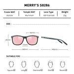 MERRY'S Polarized Rectangular Designer Sunglasses
