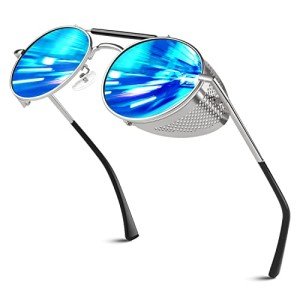 Retro Round Polarized Steampunk Sunglasses for All