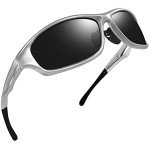 Trendy Polarized Wrap Around Silver Sports Sunglasses