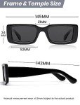 Trendy 90s Rectangle Black Polarized Sunglasses
