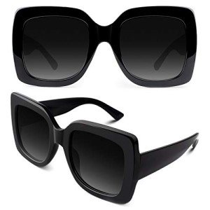 GQUEEN Retro Oversized Square Frame Sunglasses