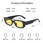 VANLINKER Retro Rectangle Sunglasses for Men - Yellow