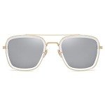 SOJOS Retro Square Polarized Sunglasses - Gold Frame