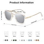 SOJOS Retro Square Polarized Sunglasses - Gold Frame