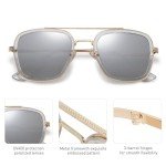 SOJOS Retro Square Polarized Sunglasses - Gold Frame