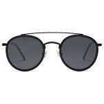 SOJOS Vintage Round Polarized Sunglasses - Black/Grey