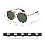 VentiVenti Vintage Steampunk Round Polarized Sunglasses