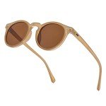 NIDOVIX Vintage Polarized Round Sunglasses - Amber/Brown