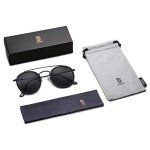 SOJOS Vintage Round Polarized Sunglasses - Black/Grey