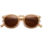 NIDOVIX Vintage Polarized Round Sunglasses - Amber/Brown