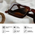 Brown Square UV400 Minimalist Designer Sunglasses