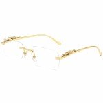 Dollger Leopard Arm Rimless Rectangle Sunglasses