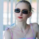 Dollger Leopard Arm Rimless Rectangle Sunglasses