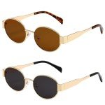 Trendy 2 Pack Oval Retro Sunglasses for Women