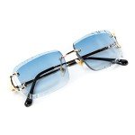Baby Blue Rimless Square Retro Sunglasses