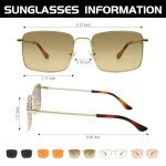 GUVIVI Retro Rectangle Sunglasses with Metal Frame