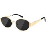 Trendy Women's Polarized Gold Retro Oval Sunglasses