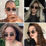Trendy Women's Polarized Gold Retro Oval Sunglasses