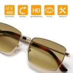 GUVIVI Retro Rectangle Sunglasses with Metal Frame
