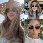 Trendy Women's Polarized Gold Retro Oval Sunglasses