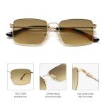 GUVIVI Retro Rectangle Sunglasses with Metal Frame