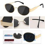Trendy Women's Polarized Gold Retro Oval Sunglasses