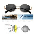 Trendy Women's Polarized Gold Retro Oval Sunglasses