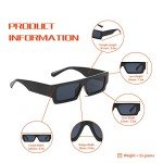 TruFabV Retro 90s Rectangle Sunglasses (Black)