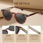Men's Retro Polarized Round Sunglasses with UV Protection