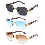 Hycredi Retro Rimless Rectangle Sunglasses for Everyone
