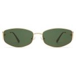 Stylish Retro Oval Sunglasses for All. Gold/Green