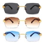 Hycredi Retro Rimless Rectangle Sunglasses for Everyone