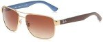Ray-Ban RB3530 Square Sunglasses, Gold/Brown Gradient