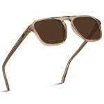Polarized Aviator Square Unisex Sunglasses - Crystal Brown