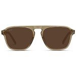 Polarized Aviator Square Unisex Sunglasses - Crystal Brown