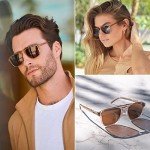 Polarized Aviator Square Unisex Sunglasses - Crystal Brown