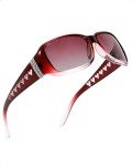 Myiaur Women's Polarized Rhinestone Wrap Sunglasses
